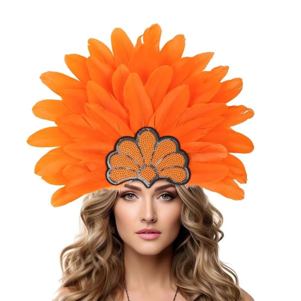 Brazilian Carnival Feather Headpiece Stage Performance Feather Headdress  Hawaiian Party Accessory