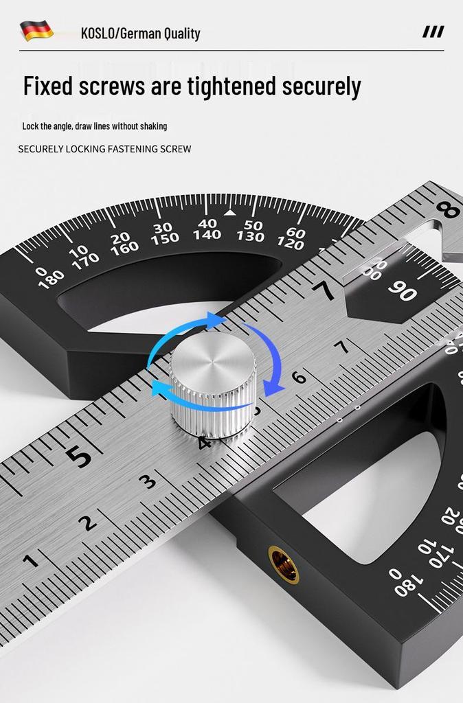 Multifunctional Inch System Adjustable Woodworking Protractor and Angle Ruler