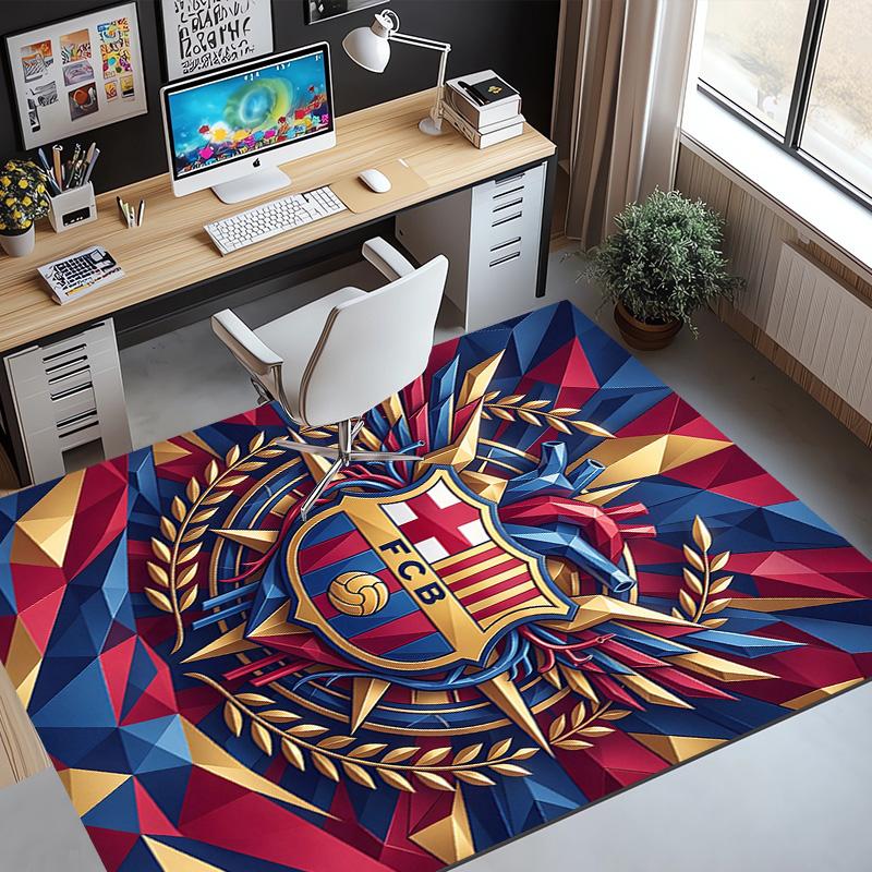 Tappeto con Motivo Calcio FC Barcelona, Tappetino Interno/Esterno, per Picnic, Sala Giochi, Camera da Letto, Ufficio, Soggiorno, Tappeto Decorazione Casa, Regalo di Compleanno