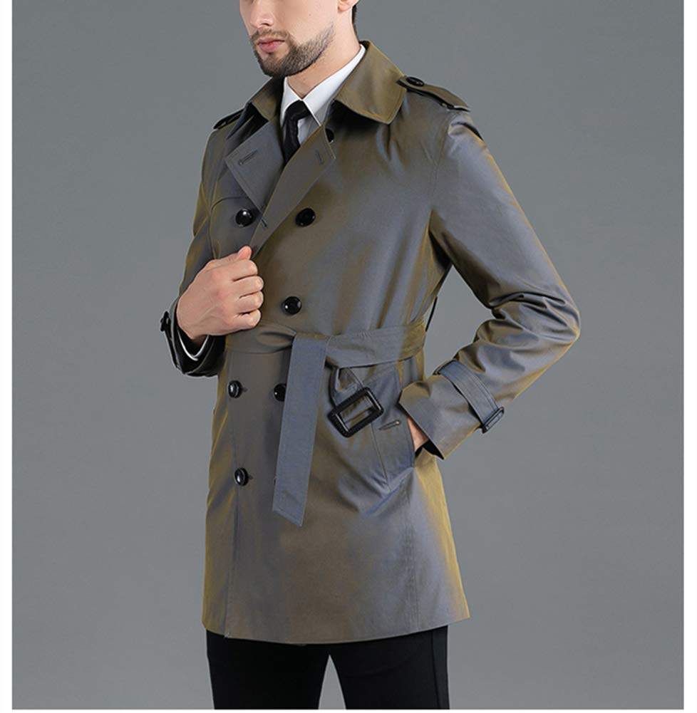 JINLUN Trenchcoat Winter Größe Herrenmantel, Mittellang, Schillernd, Glänzend, Wasserabweisend, Business, Freizeit, Frühling, Herbst, (Saxblau, 2XL)