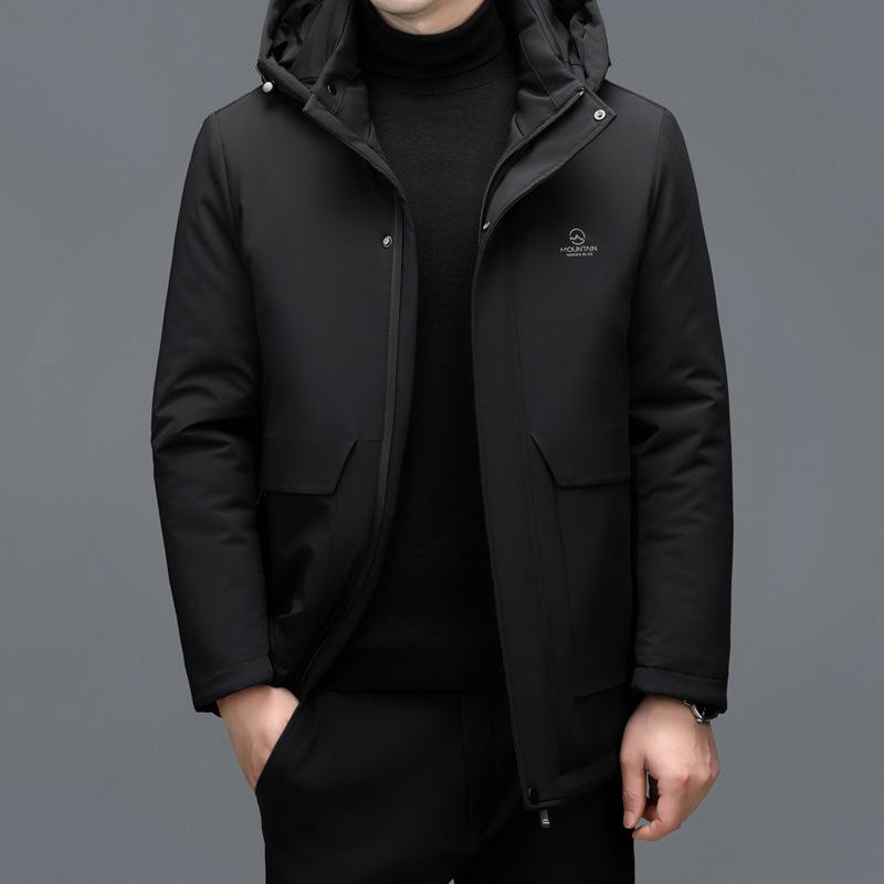 Middle-aged and Elderly Men's Medium-length Down Jacket 90 White Duck Down Large Size Thickened Warm Dad Wear Removable Liner Jacket