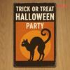 Vintage Halloween Metal Sign 8x12, Retro Black Cat Parade Wall Art, Iron Plaque for Bar, Restaurant & Party