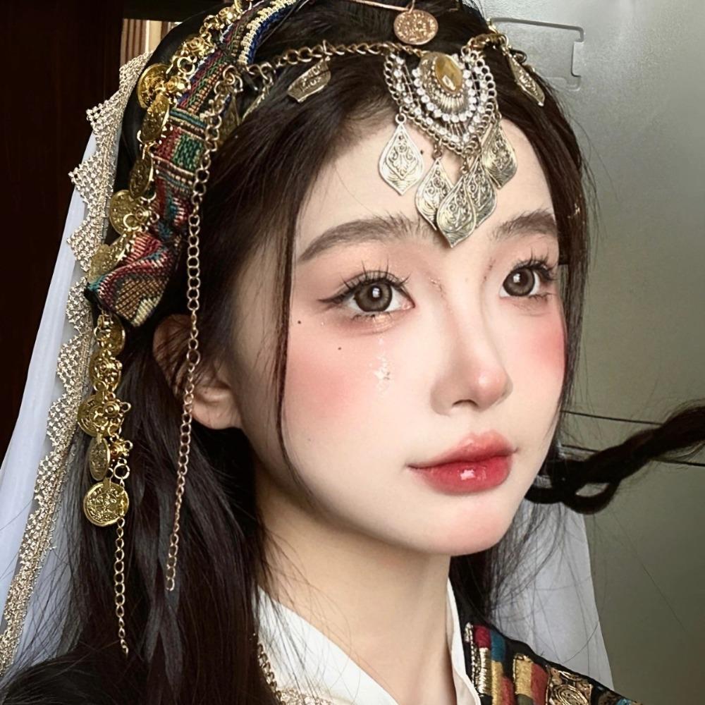 

Necklace Rhinestone Headband Dual Use Tiara Headpieces Photography Props золотий