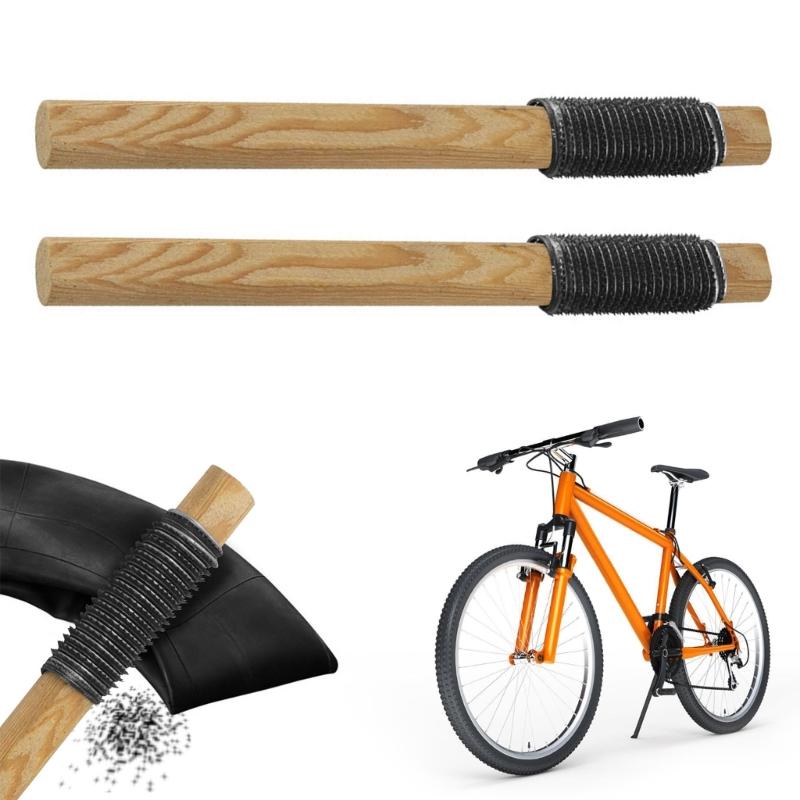 2Pcs Tire Filing Tools Professional Inner Tube Repair File Ergonomic Wooden Grip Short Round Wood File Easy to Use