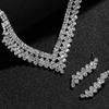 3-teiliges Damen-Minimalistisch-Leicht-Luxus-Zirkon-Set, Geometrische Kegel-Strass-Halskette, Ohrringe, Bankett-Hochzeitskleid-Accessoires