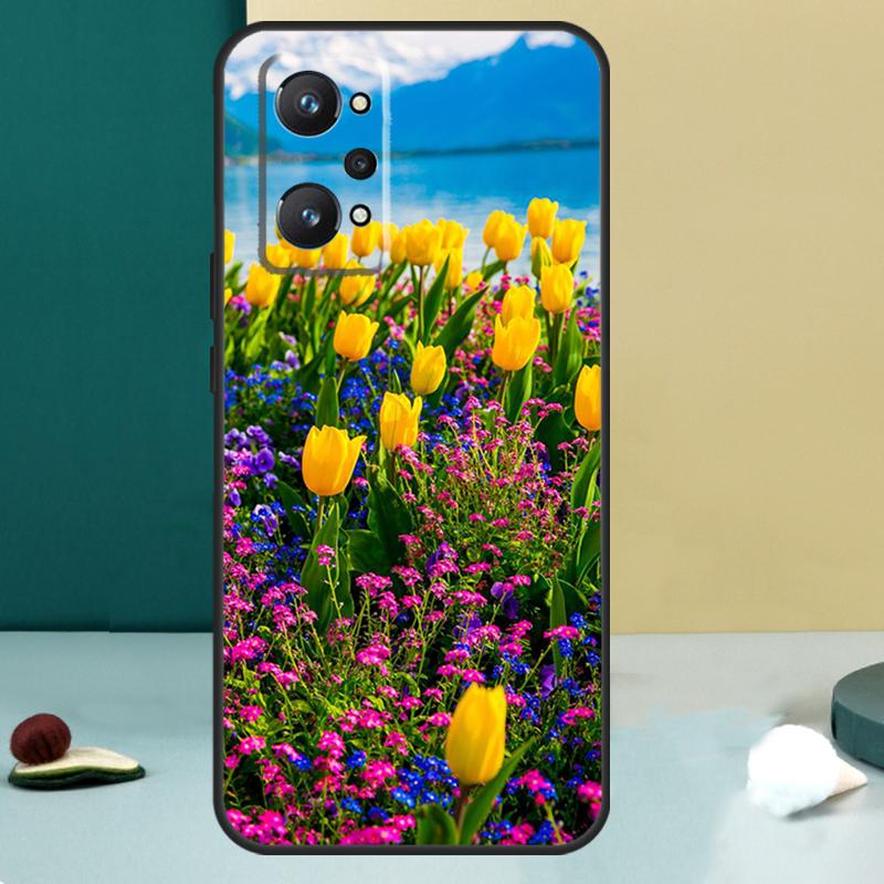 Tulip Flower For Realme 13 12 10 11 14 Pro Plus GT 6 5 6T GT7 Pro C55 C53 C51 C21Y C25S C75 C67 C61 Case