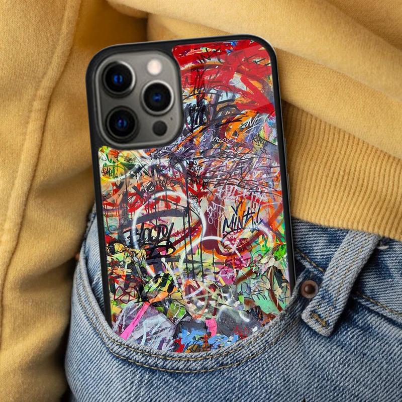Street Graffiti Painting Soft Phone Case for iPhone 17 Air 16e Pro Max 15 Pro 13 14 Plus 11 12 MagSafe Magnetic Coque