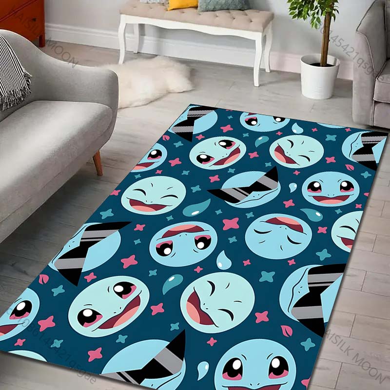 1PC Japanese Anime Pokémon Squirtle Print Rug Carpet for Living Room Children Bedroom Mat Sofa Doormat Home Decor Anti-Slip Mat