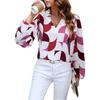 2024 Autumn Women's V-neck Printed Pullover Top - European & American Fashion
