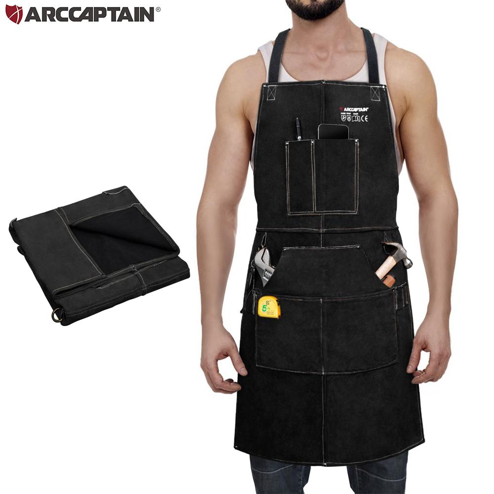 

ARCCAPTAIN Сварочный фартук, моющийся, теплоизоляционный, из коровьей кожи, сварочный фартук, защитная одежда для пайки, кузнец XXXL