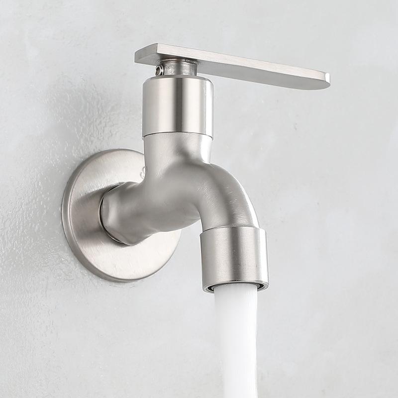 1 Stück 304 Edelstahl-Wasserhahn Waschmaschinenhahn Frostschutz- und explosionsgeschützt Einzelkalt-Wischbecken Schnellöffnungs-Hahn G1/2'