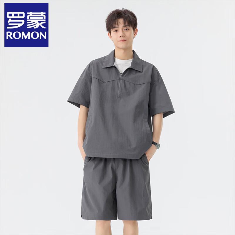 

Luomon Men s Summer Casual V-Neck Short-Sleeve Top & Two-Piece Set M