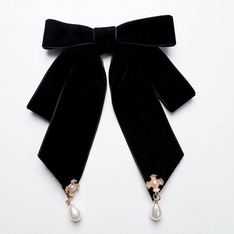 Velvet Bow Tie With Pearl Accents For Adults Suitable For Formal Events 2024 Autumn