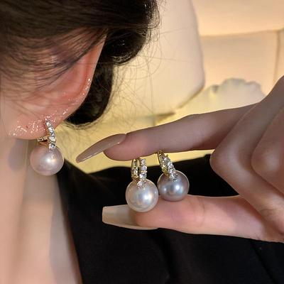 S925 Silver Baroque Pearl & Diamond Stud Earrings for Women - French Retro Light Luxury Style