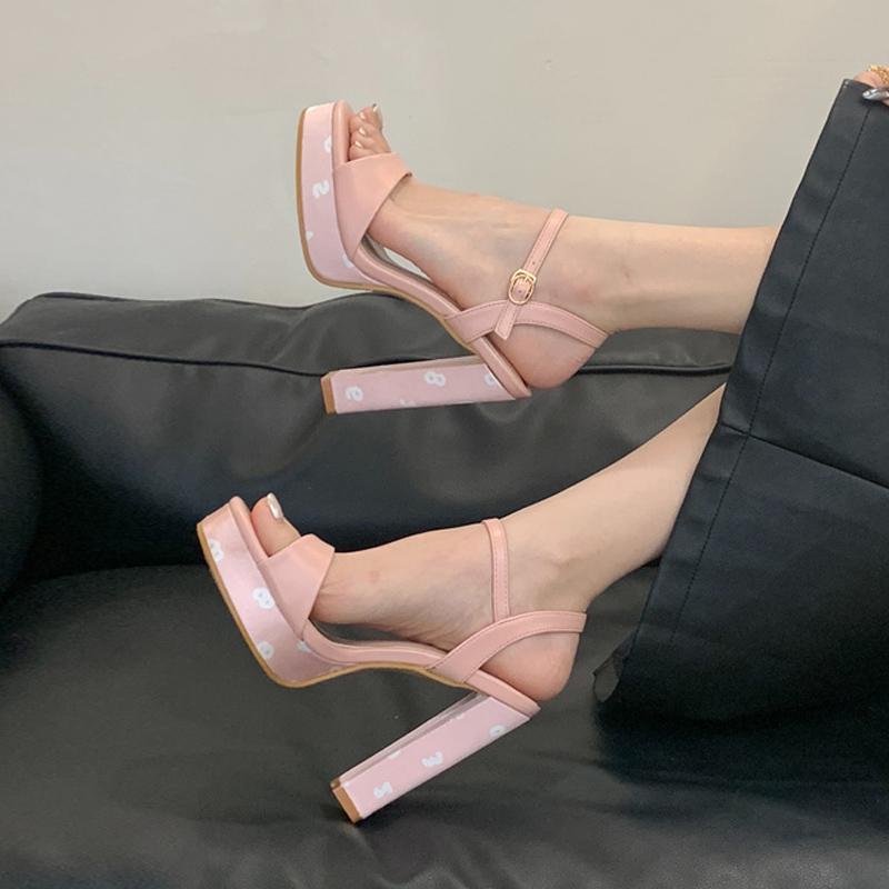 Fashion Liyke 2025 New Fashion Letter Designer High Heels Platform Sandals Women Square Open Toe Buckle Strap Summer Party Dress Shoes