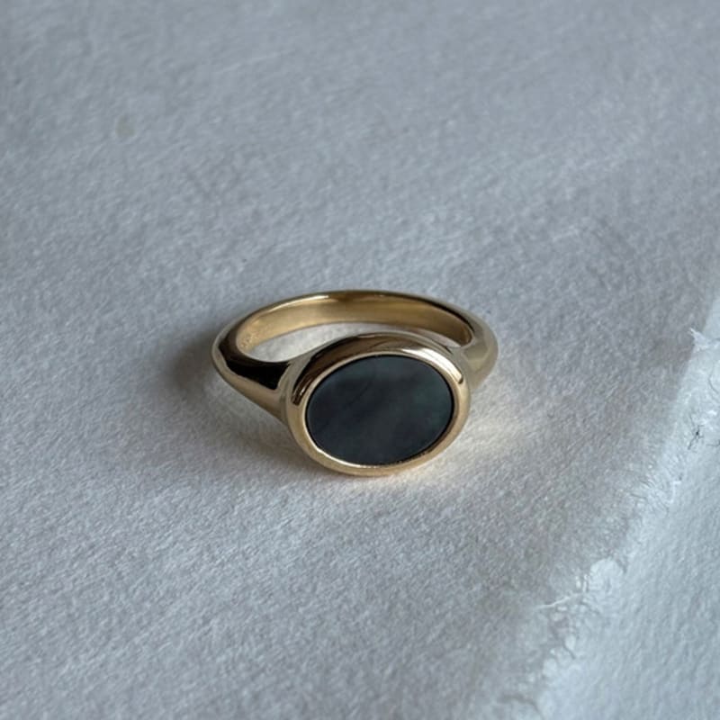 eveningbell [silver925] Ember pearl ring black mother-of-pearl