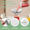 2Pcs Kitchen Funnels Set 5/6 Inch 304 Stainless Steel Oil Liquid Metal Funnel with 200/100 Mesh Strainer for Liquid Juice Wine
