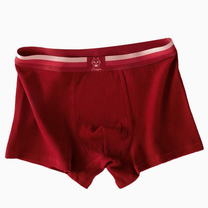 Men's Burgundy Modal Cotton Boxer Briefs – Perfect for Wedding, Christmas, or New Year's Gift.