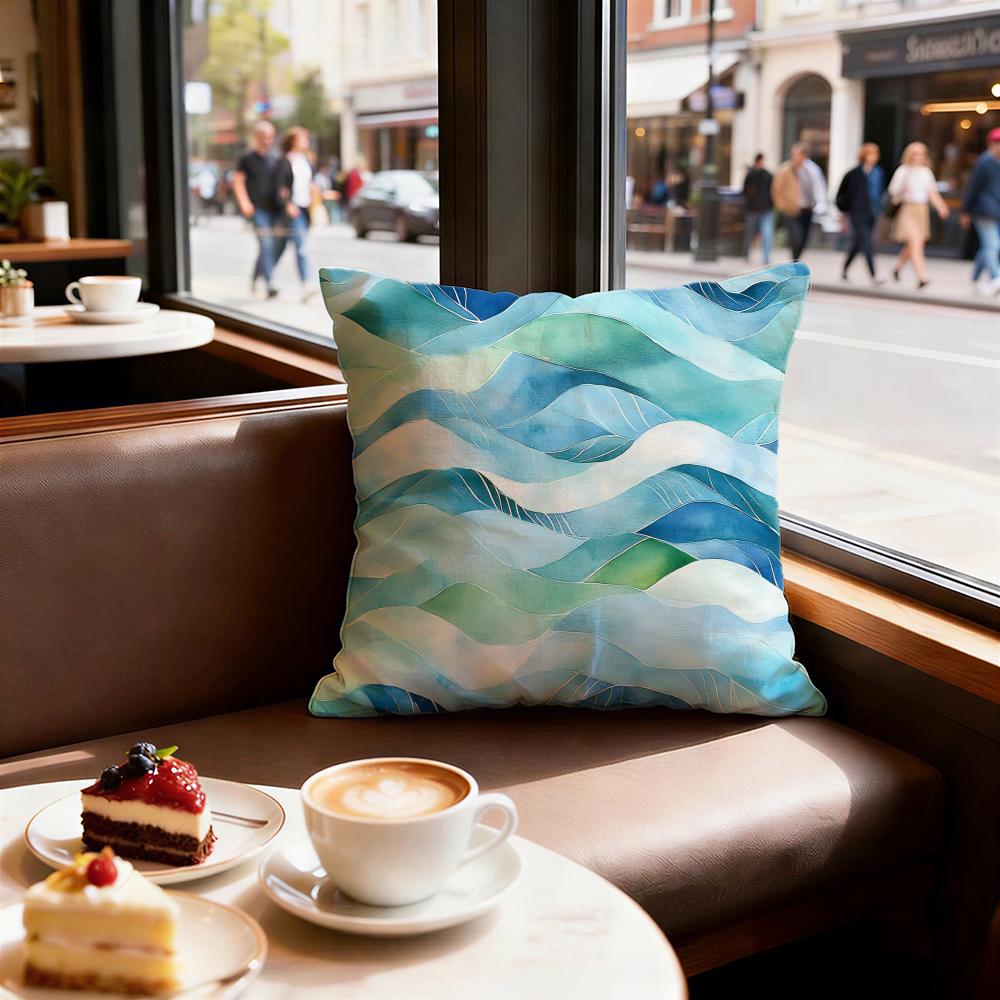 Landscape Cushion Cover Set of Decorative Short Plush Pillow Covers for Sofa Soft Cushion Case X Cm