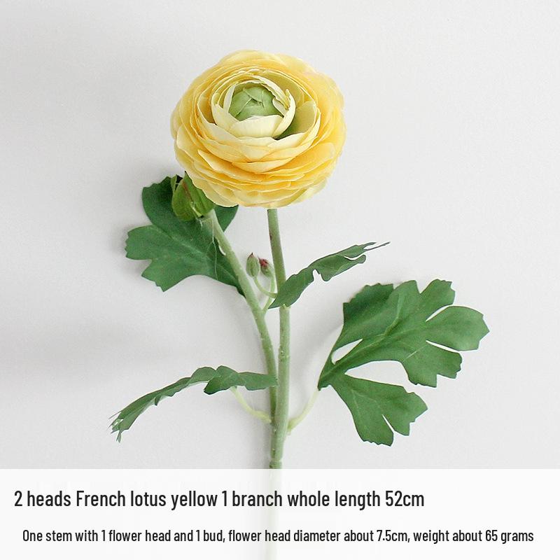 Lotus Peony Silk Flower Arrangement - 2-Head Artificial Ranunculus for Wedding Decoration
