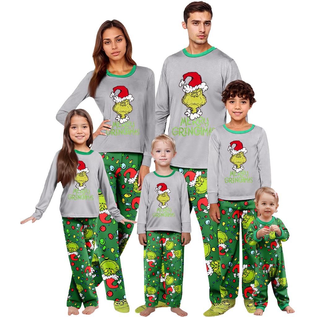 Parent-child Christmas Print Home Suit Long-sleeved Top And Pants
