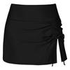 Women's Fashion Sexy Color High Waist Pleated Slit Drawstring Swimming Briefs Double Skirt Swimming Trunks