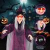 Sound Activated Halloween Witch Ornament with Illuminated Eyes Portable Hanging Decoration for Haunting Celebration