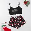 Christmas Style Sleeveless Milk Silk Pajama Set - Comfortable and Casual Two-Piece Homewear