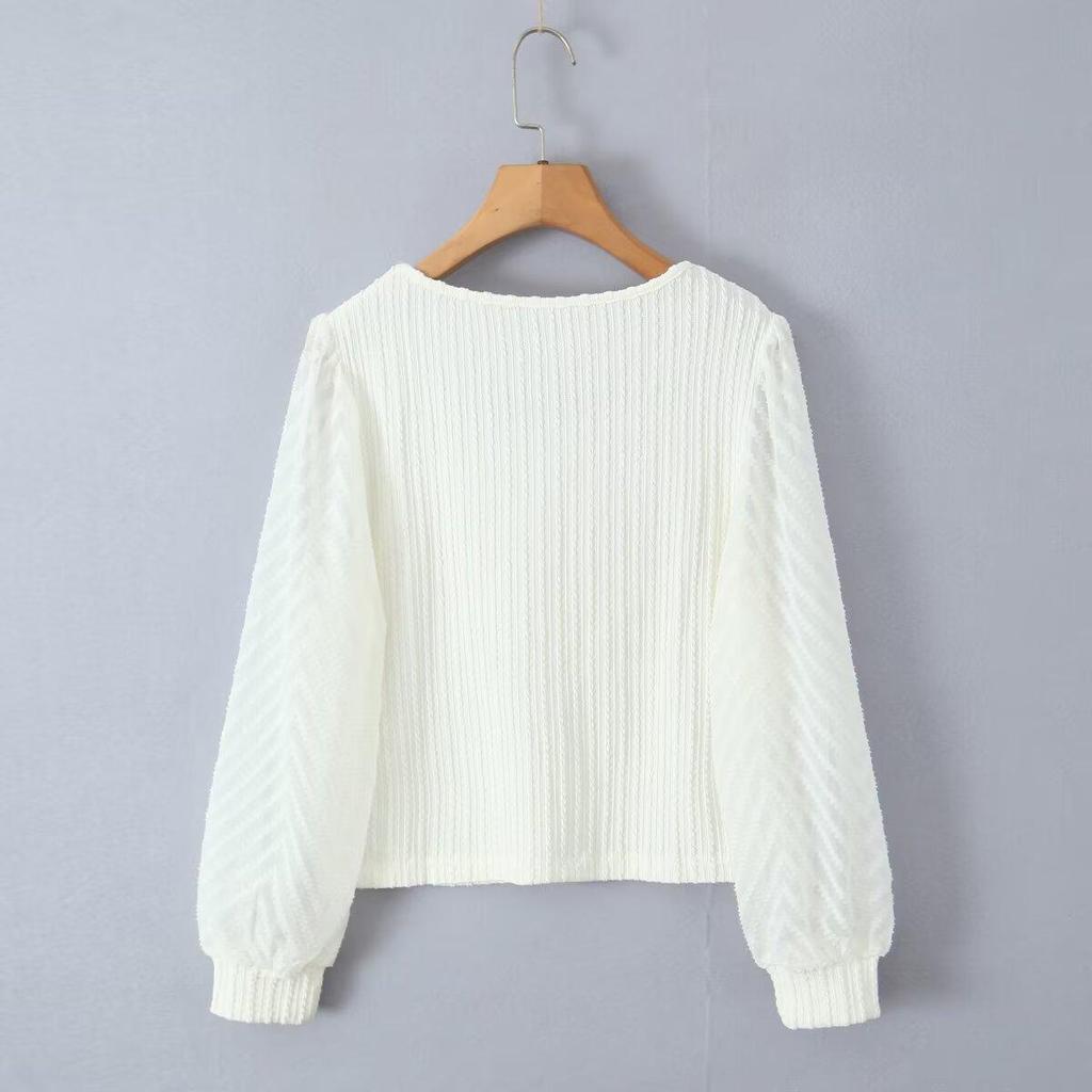 2024 Autumn Women's European & American Style Versatile Patchwork Long Sleeve Top