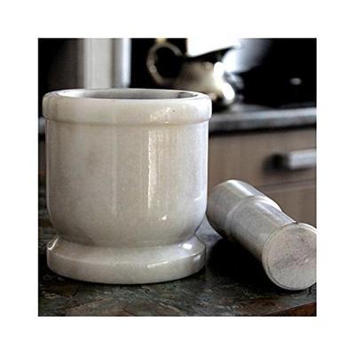 10.16 Cm White Marble Mortar and Pestle Set Imam Dasta,. Okli Musal Kharal