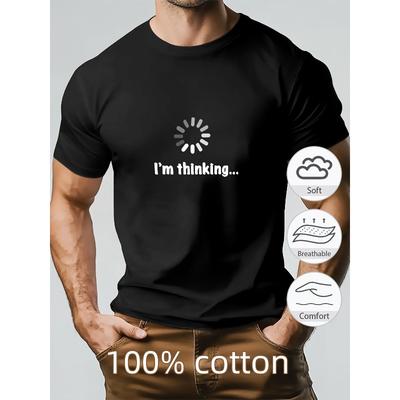 Grafisches Herren-T-Shirt - Marineblau, Lässiges Sommer-T-Shirt mit Sonnen- und Wolken-Design, Weich & Atmungsaktiv, Normale Passform, Perfekt für Freizeitkleidung