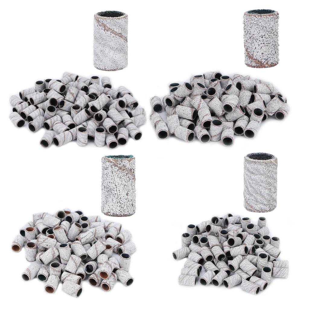 100pcs Nail Art Sanding Bands Professional Manicure Sanding Rings Nail Salon Tools White