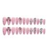 Pink Pointed Head False Nail with Rhinestone Chip-Proof Smudge-Proof Fake Nails for Daily and Parties Wearing