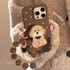 Autumn and Winter Ins Wind Cartoon Puppy Bracket Apple 17 Mobile Phone Case Iphone16pro Max Suitable for 14 Lanyards 13