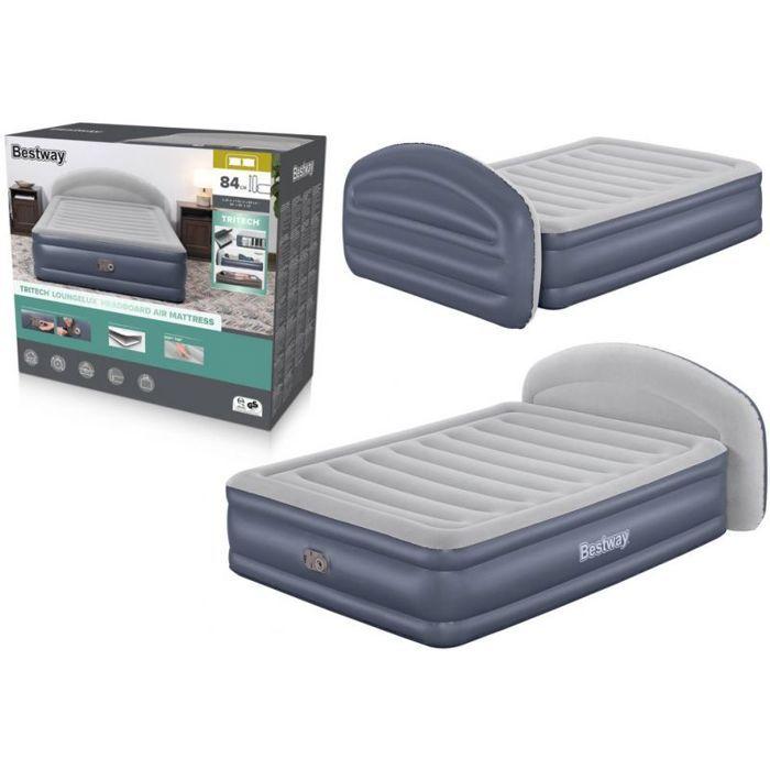 Inflatable Mattress - BESTWAY - 671BD Queen - Integrated Electric Pump - LoungeLux Headboard - Durable Tritech
