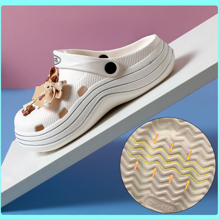 2 in 1 Sandalen und Hausschuhe zum Tragen nach außen Damen-Haushalts-Anti-Rutsch-Sandalen mit dicker Sohle und umwickelter Zehenpartie Sommer-Damen-Lochschuhe