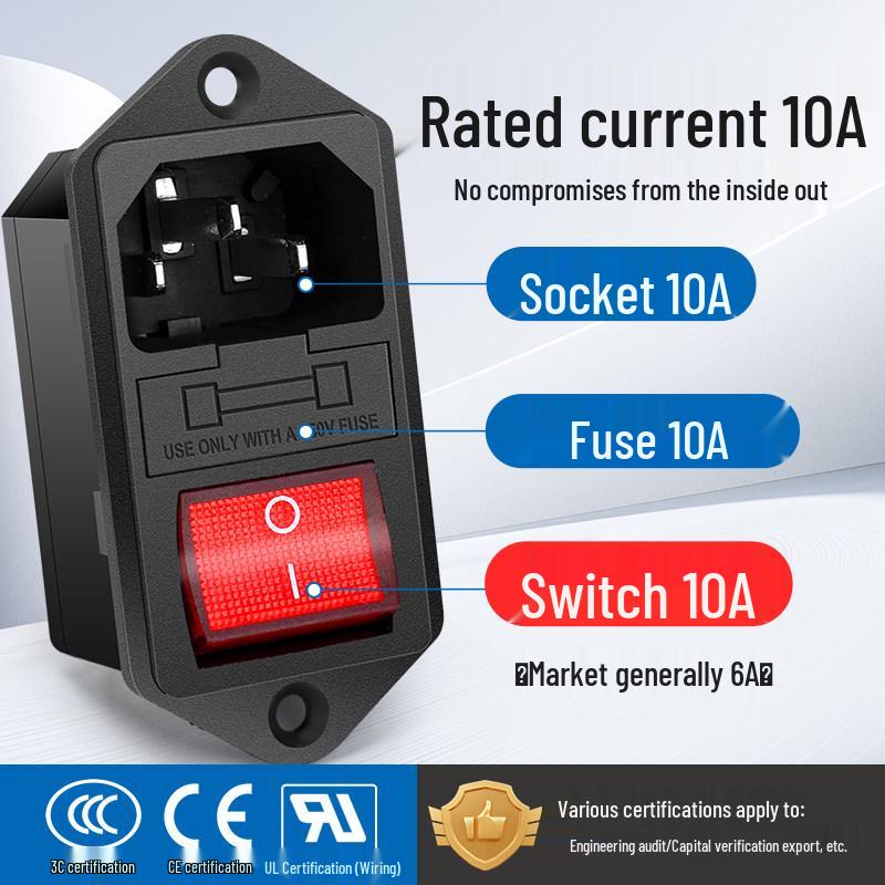 Integrated Power Socket with Male/Female Plugs, Switch, and Charging Port for Industrial Cabinet