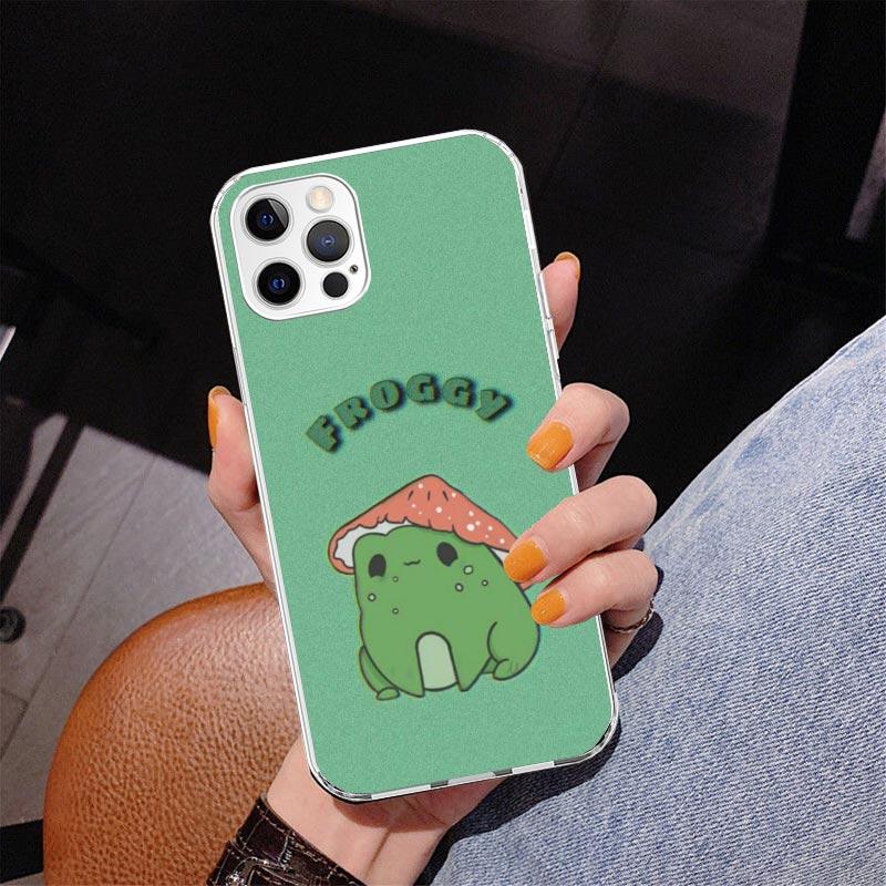 Cottagecore Frog Mushroom Kawaii Phone Case For iPhone 17 Air 16 Pro Max 16E 15 + 14 Plus 11 12 13 Mini 7 8 SE Gift Print Cover