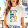 Seaside Print Popular Casual Trend Pattern Street T-Shirt Cartoon Aesthetic Fashionable Round Neck Basic Women's Clothing T-Shir