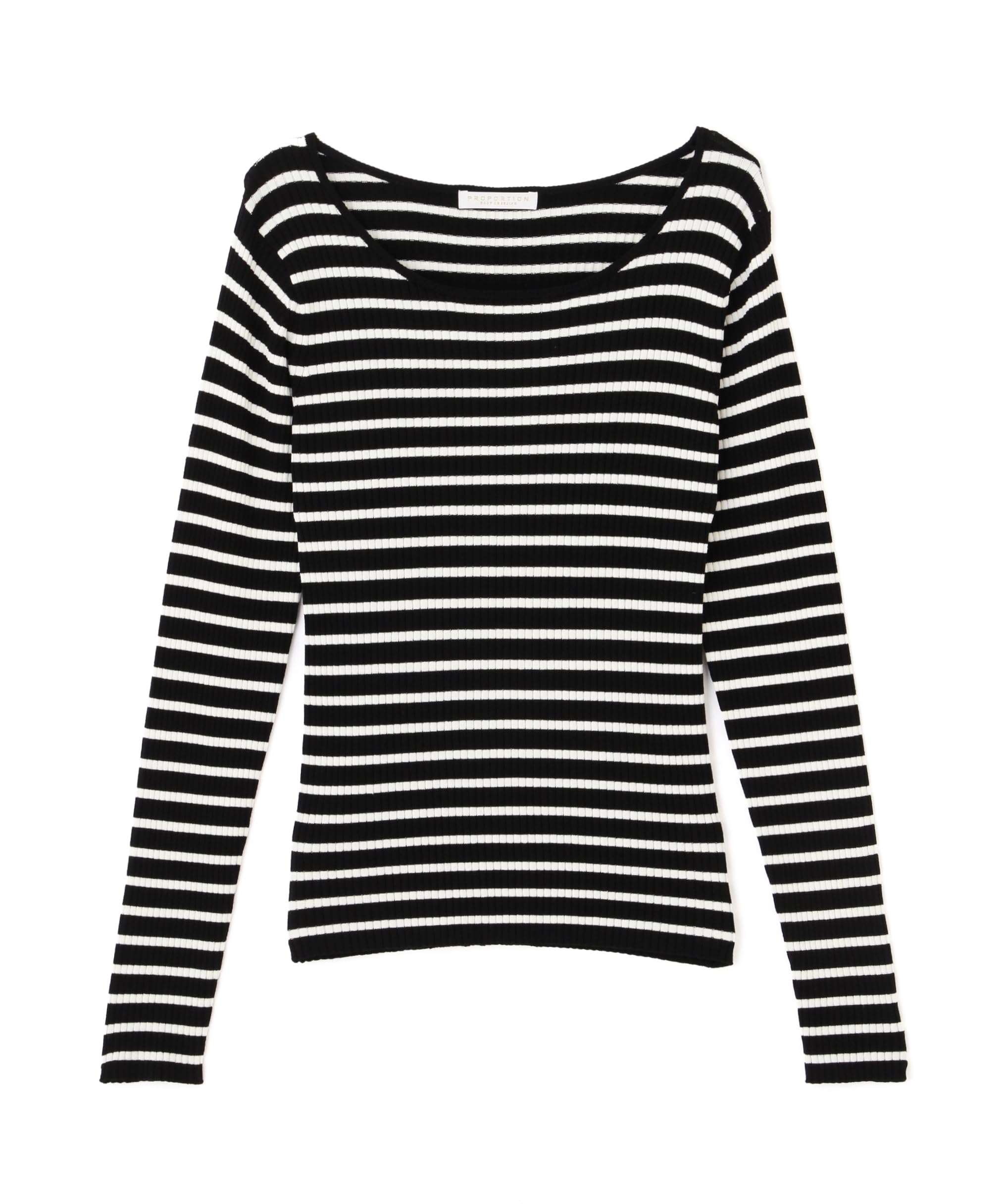 

Proportion Body Dressing Striped Rib Knit Black and White Women s Sweater,
