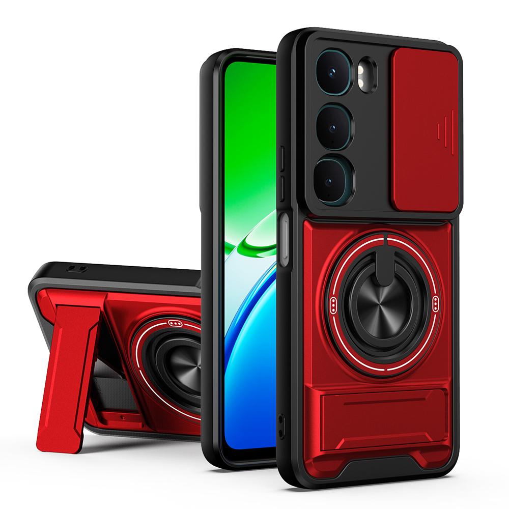 KEYSION Magnetic Phone Case for VIVO Y21d Y31 5G Y19S Pro Slide Camera Protection Upright Kickstand Ring Shockproof Back Cover