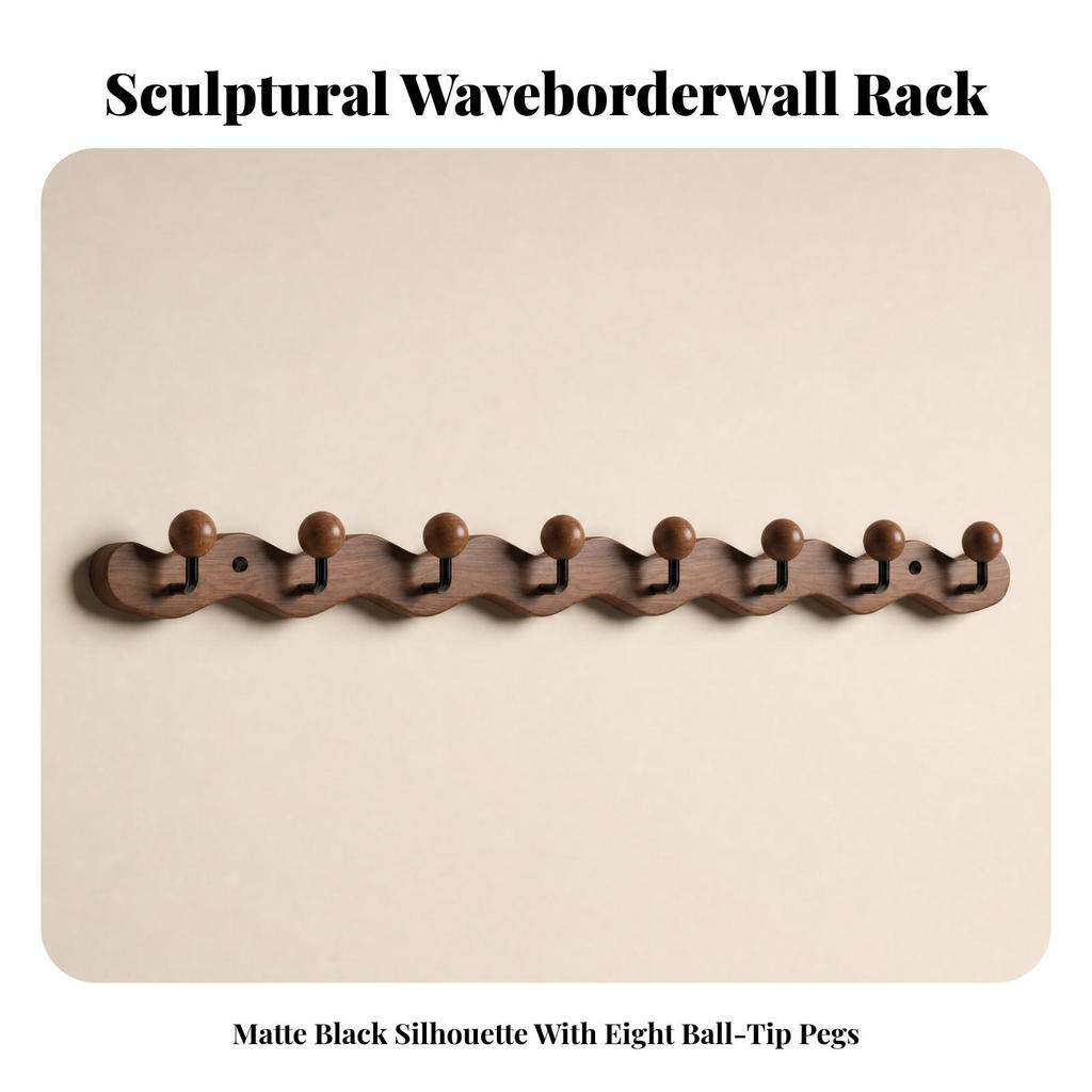 Rubber Wood Wall Coat Rack Compact Entryway Hanging Easy to Install