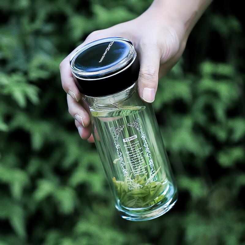 TOMIC Double-Wall Glass Tea Infuser Bottle