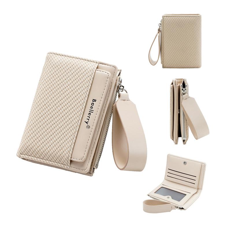 Baellerry Fashion Design Short Wallets for Women Men Casual Classic Bi-fold Purse Zipper Money Pack