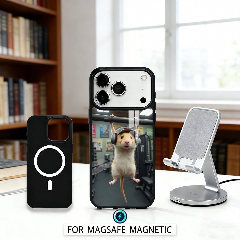 

Cute G-Gym H-Hamster Phone Case Magnetic For iPhone17 16 15 14 13 12 Pro Max For Magsafe Wireless Charging Cover iPhone17Promax