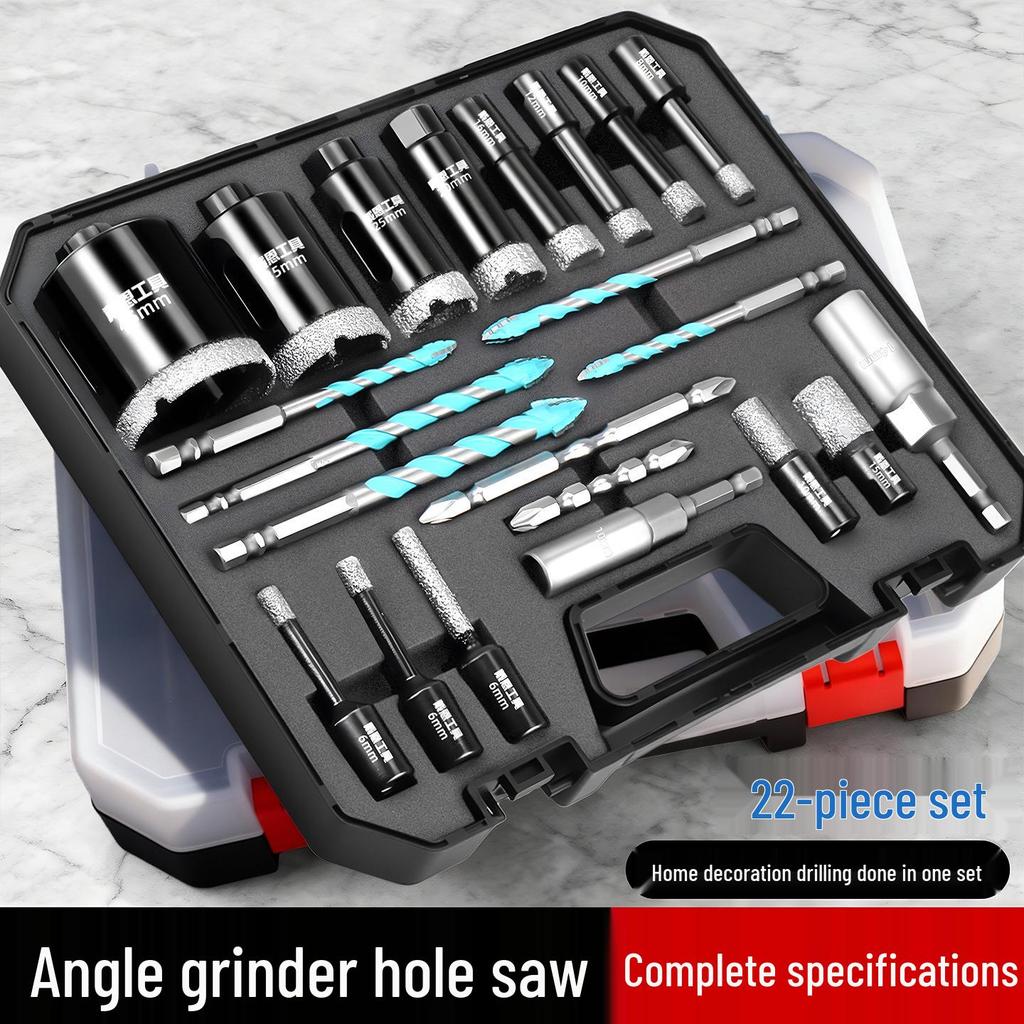 Angle Grinder Tile & Stone Hole Saw Set for Dry Cutting & Drilling