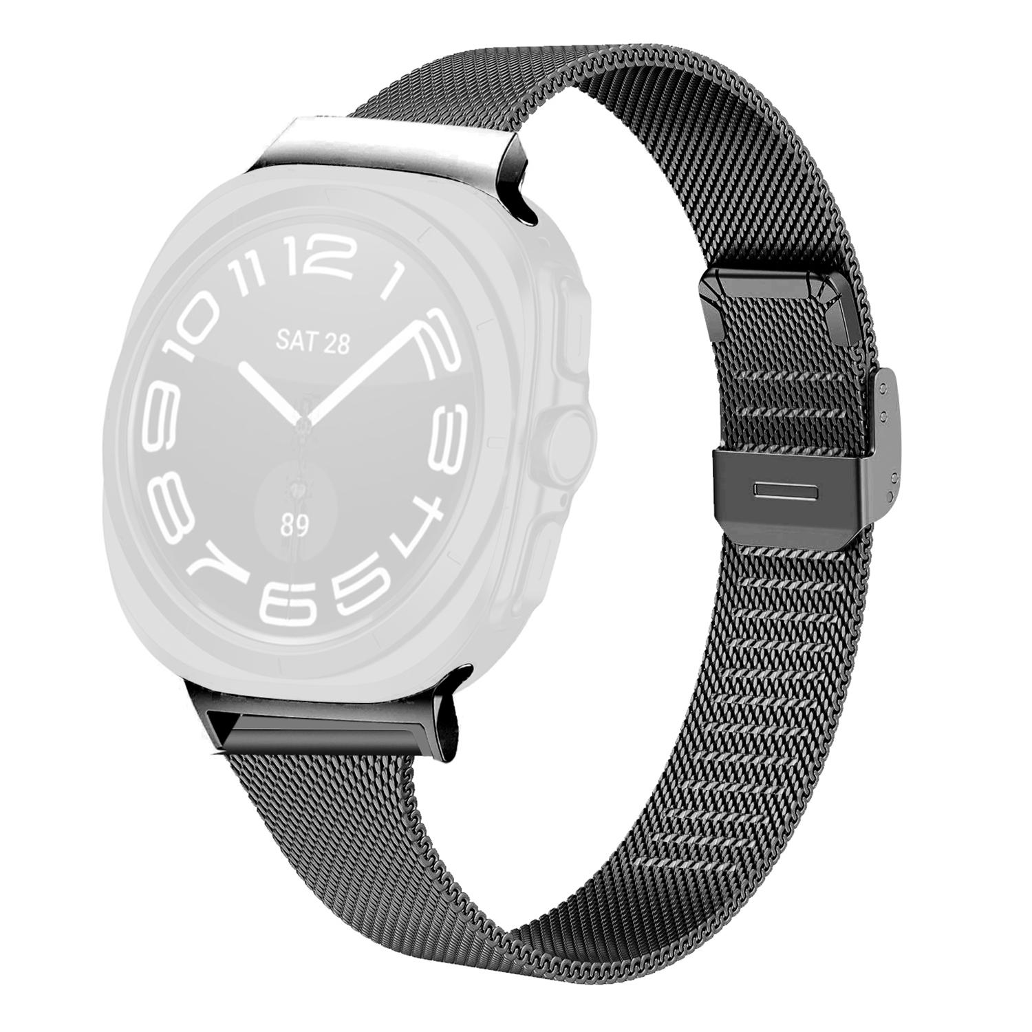 

For Samsung Galaxy Watch Ultra 47mm Milanese Band Black Stainless Steel Mesh Watch Strap As shown A