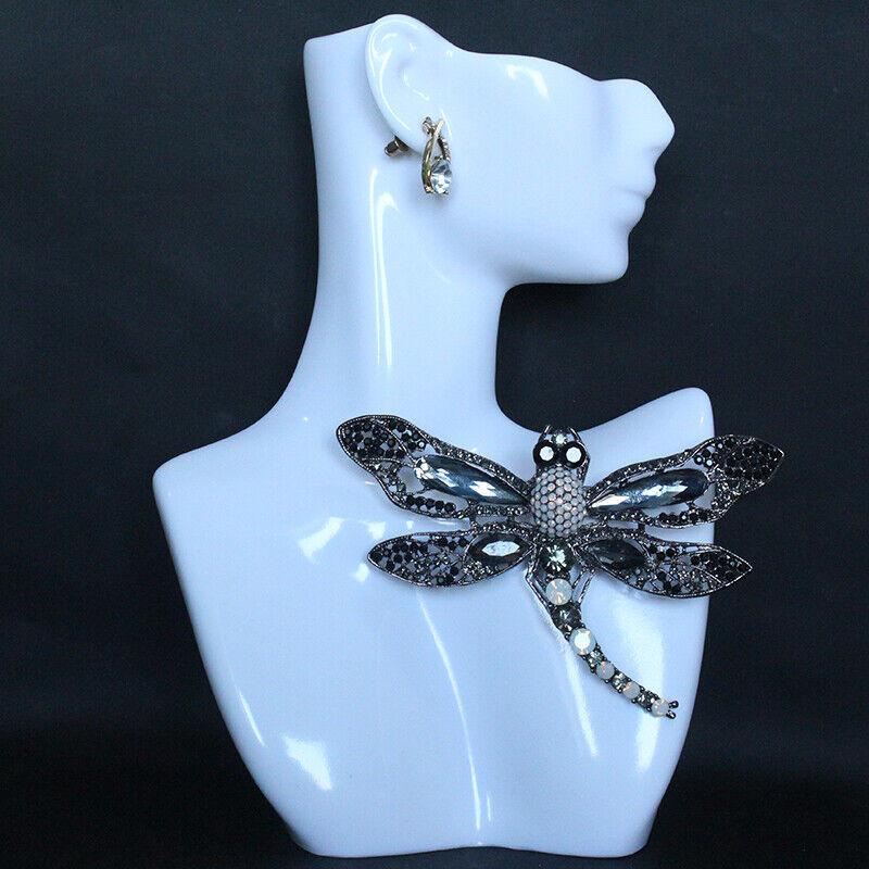 

Large Vintage Rhinestone Dragonfly Brooch Vintage Animal Brooch Pin Accessories чорний