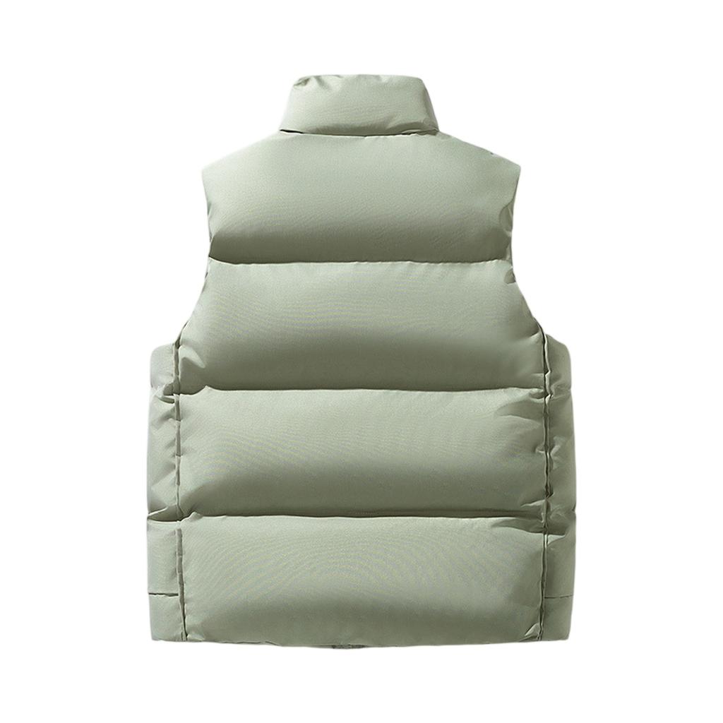 Men's Solid-color Casual Vest, Men's And Women's Style Zipper Stand-up Collar With Cotton Warm Sleeveless Vest