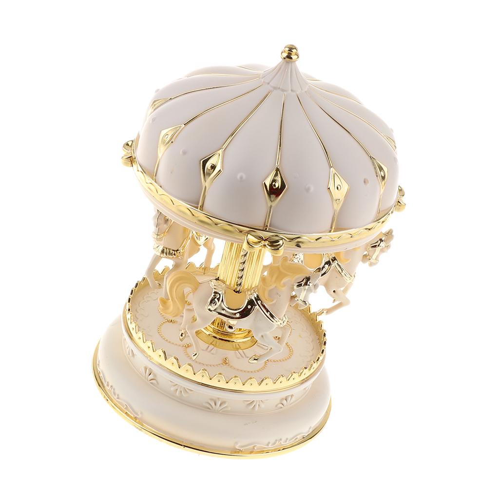 Merry-Go-Round Carousel Music Box Toy Rotating Carousel Horse Clockwork Music Box Wedding Birthday Gifts Home Decor